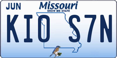MO license plate KI0S7N
