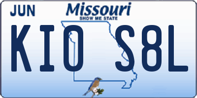 MO license plate KI0S8L