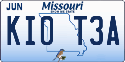 MO license plate KI0T3A