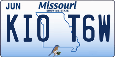 MO license plate KI0T6W