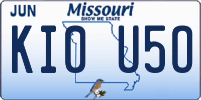 MO license plate KI0U5O