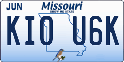 MO license plate KI0U6K