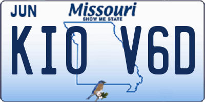 MO license plate KI0V6D