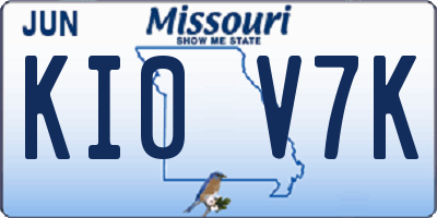 MO license plate KI0V7K