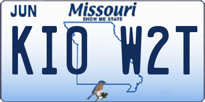 MO license plate KI0W2T