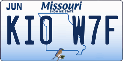 MO license plate KI0W7F
