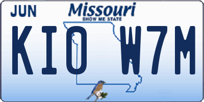 MO license plate KI0W7M