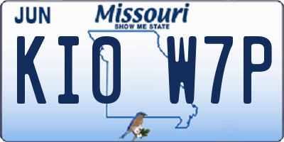 MO license plate KI0W7P