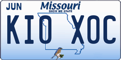 MO license plate KI0X0C