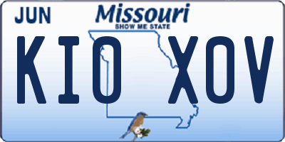 MO license plate KI0X0V