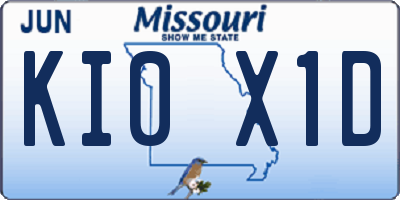MO license plate KI0X1D