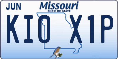 MO license plate KI0X1P