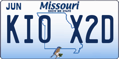 MO license plate KI0X2D