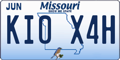 MO license plate KI0X4H