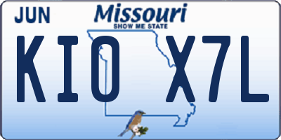 MO license plate KI0X7L