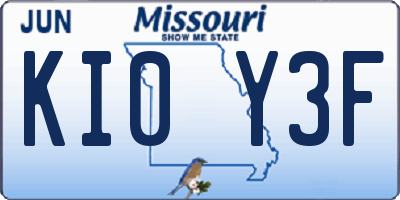 MO license plate KI0Y3F