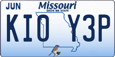 MO license plate KI0Y3P