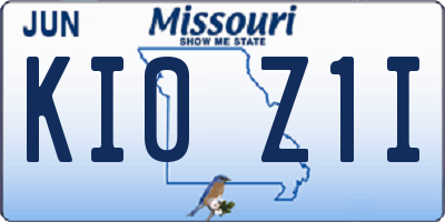 MO license plate KI0Z1I