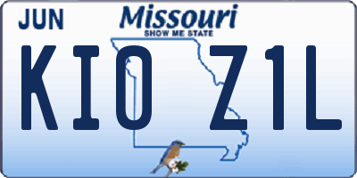 MO license plate KI0Z1L