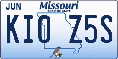 MO license plate KI0Z5S