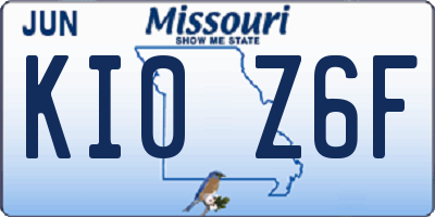 MO license plate KI0Z6F