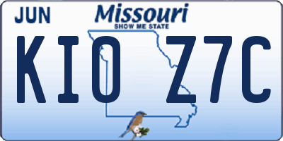 MO license plate KI0Z7C