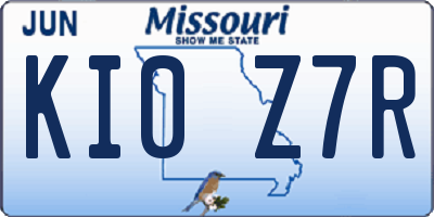 MO license plate KI0Z7R