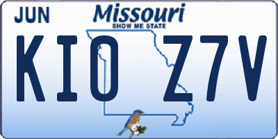 MO license plate KI0Z7V