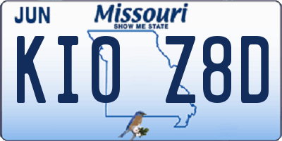 MO license plate KI0Z8D