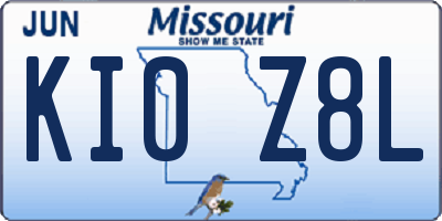 MO license plate KI0Z8L