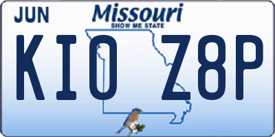 MO license plate KI0Z8P