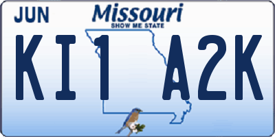 MO license plate KI1A2K