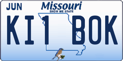 MO license plate KI1B0K