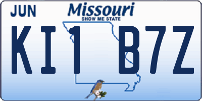 MO license plate KI1B7Z