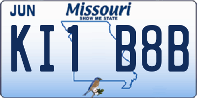 MO license plate KI1B8B