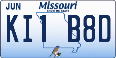 MO license plate KI1B8D