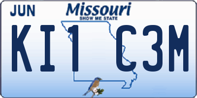 MO license plate KI1C3M