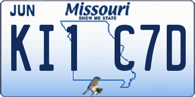MO license plate KI1C7D