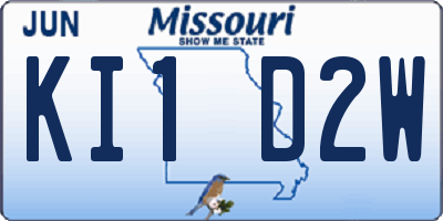 MO license plate KI1D2W