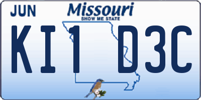 MO license plate KI1D3C