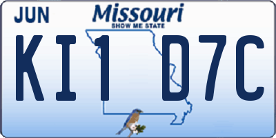 MO license plate KI1D7C