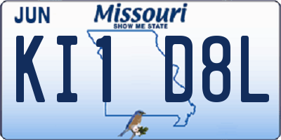 MO license plate KI1D8L