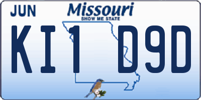 MO license plate KI1D9D