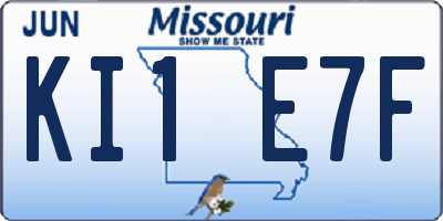 MO license plate KI1E7F