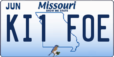 MO license plate KI1F0E
