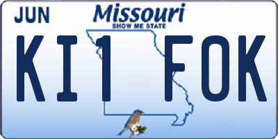 MO license plate KI1F0K
