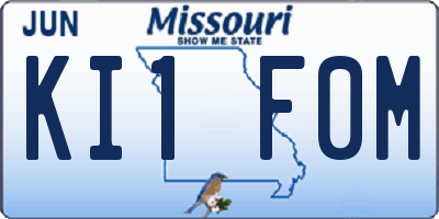 MO license plate KI1F0M