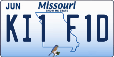 MO license plate KI1F1D