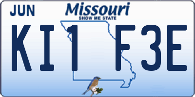 MO license plate KI1F3E
