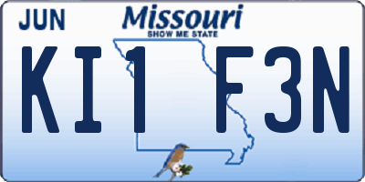 MO license plate KI1F3N